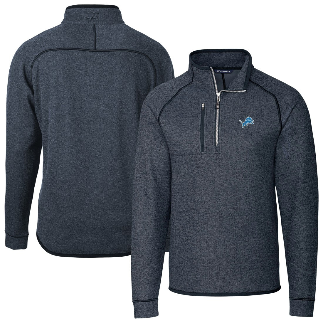 Detroit Lions Cutter & Buck Big & Tall Mainsail Sweater-Knit Raglan Half-Zip Jacket | NFL On sale
