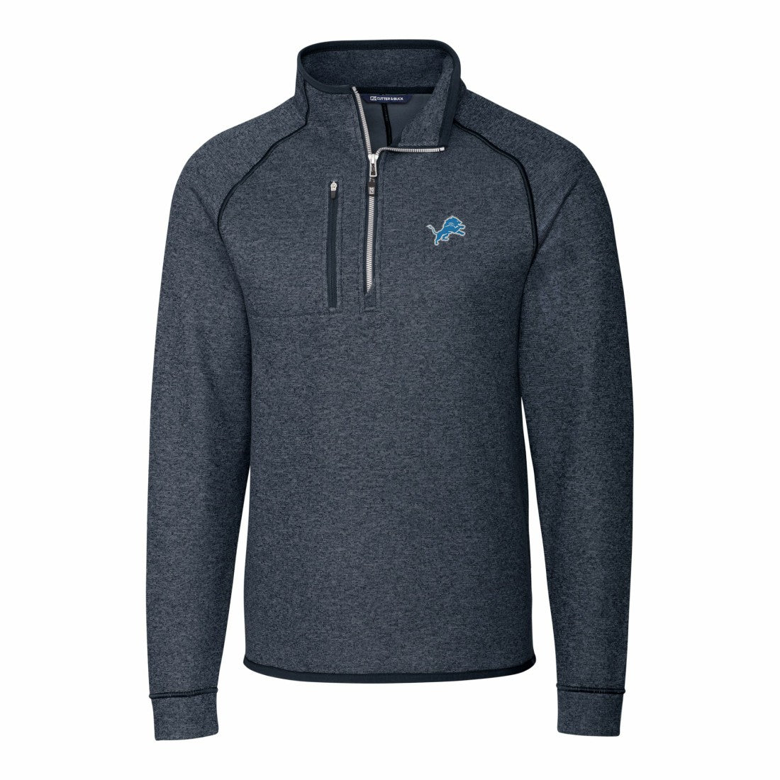 Detroit Lions Cutter & Buck Big & Tall Mainsail Sweater-Knit Raglan Half-Zip Jacket | NFL On sale