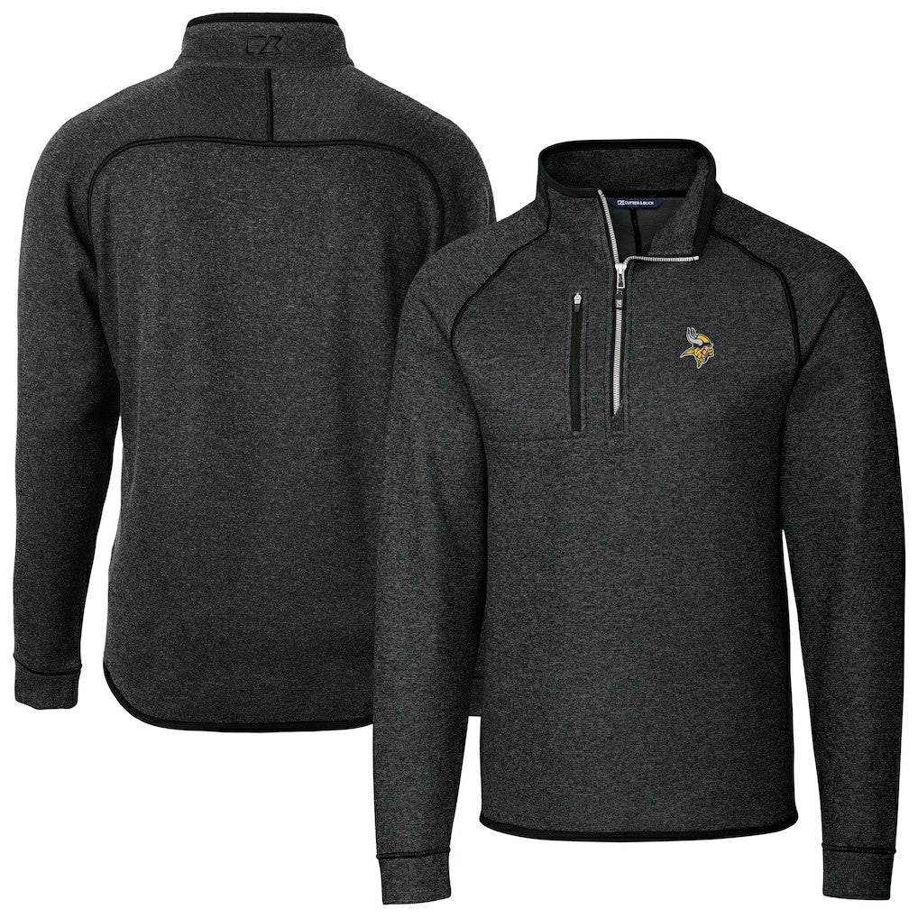 Minnesota Vikings Cutter & Buck Big & Tall Mainsail Sweater-Knit Raglan Half-Zip Jacket | NFL Hot