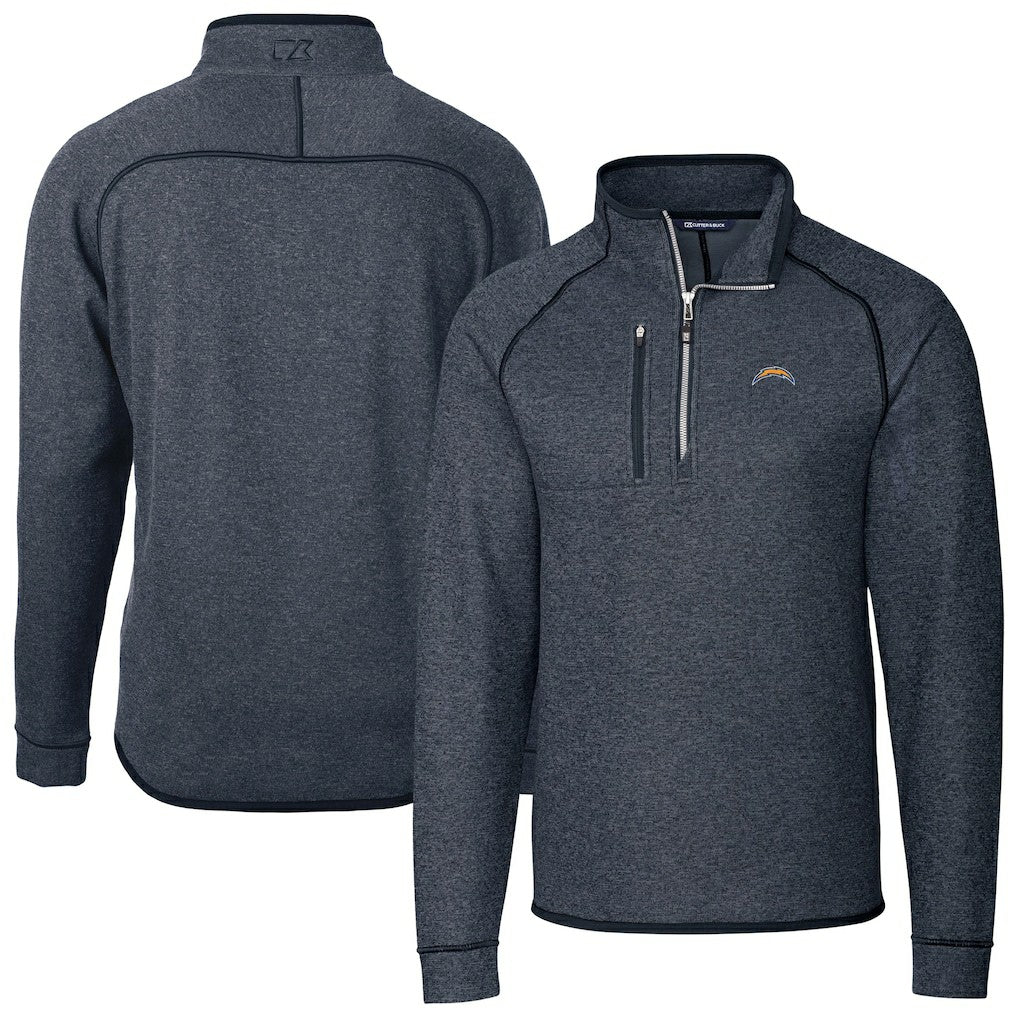 Los Angeles Chargers Cutter & Buck Big & Tall Mainsail Sweater-Knit Raglan Half-Zip Jacket | NFL US
