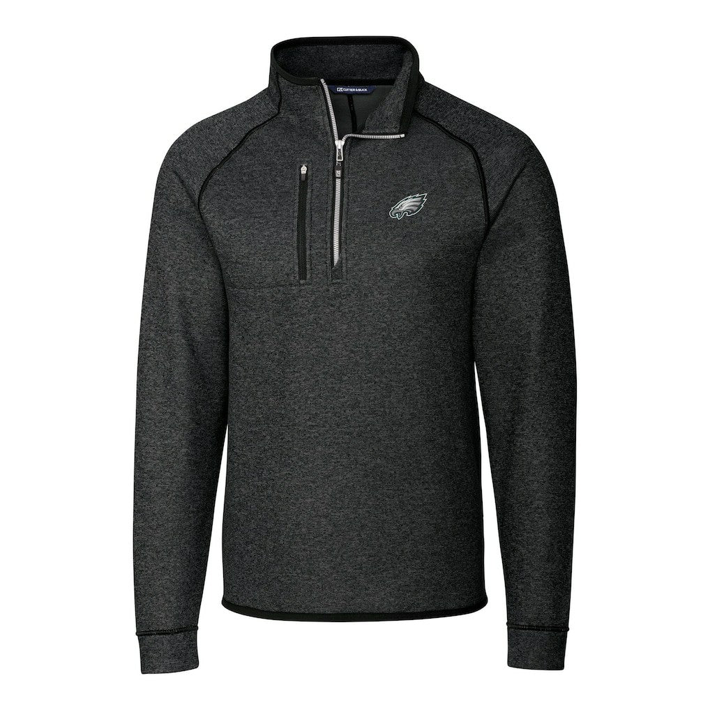 Philadelphia Eagles Cutter & Buck Big & Tall Mainsail Sweater-Knit Raglan Half-Zip Jacket | NFL Discount