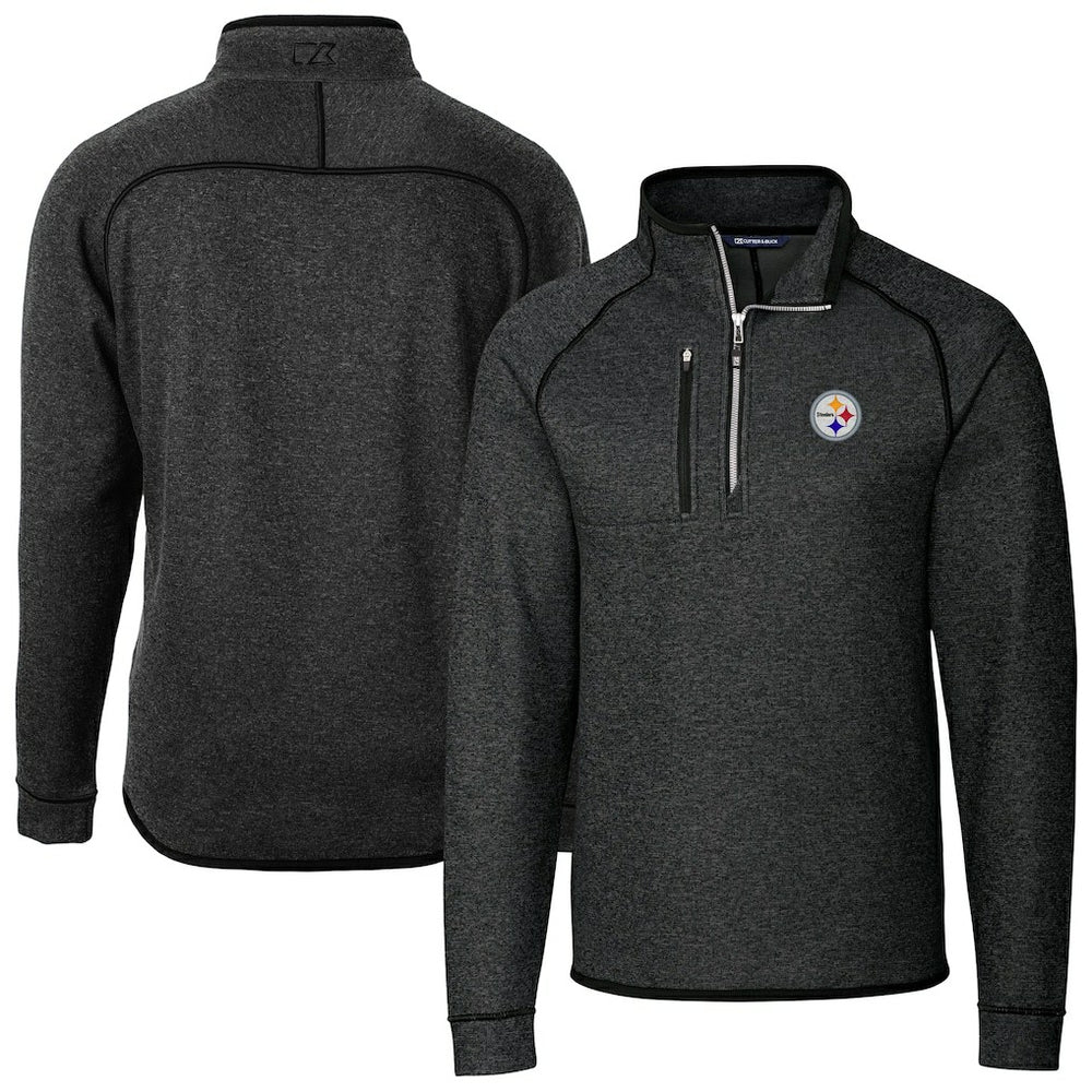 Pittsburgh Steelers Cutter & Buck Big & Tall Mainsail Sweater-Knit Raglan Half-Zip Jacket | NFL Discount