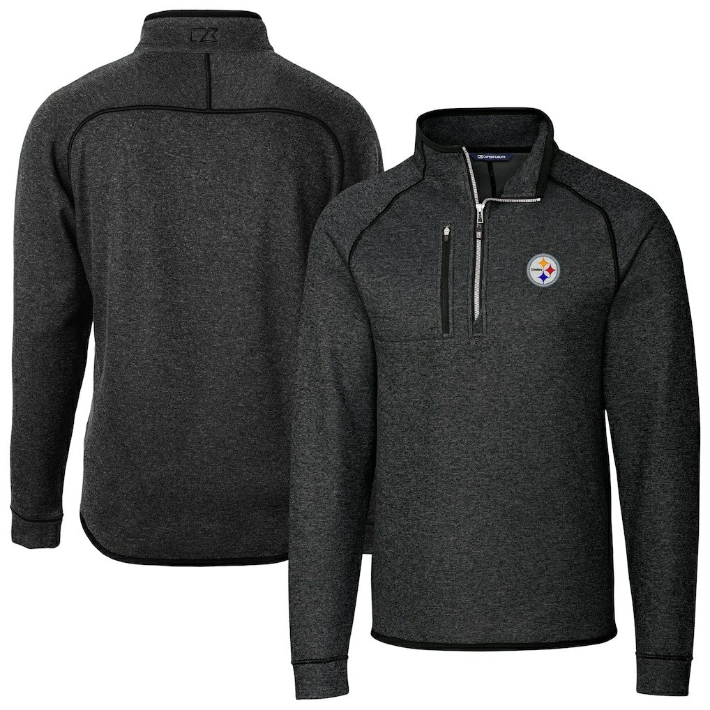Pittsburgh Steelers Cutter & Buck Big & Tall Mainsail Sweater-Knit Raglan Half-Zip Jacket | NFL Discount