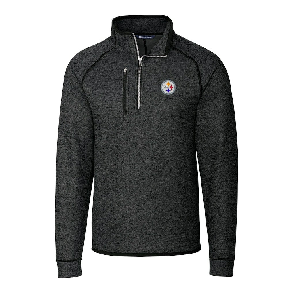 Pittsburgh Steelers Cutter & Buck Big & Tall Mainsail Sweater-Knit Raglan Half-Zip Jacket | NFL Discount