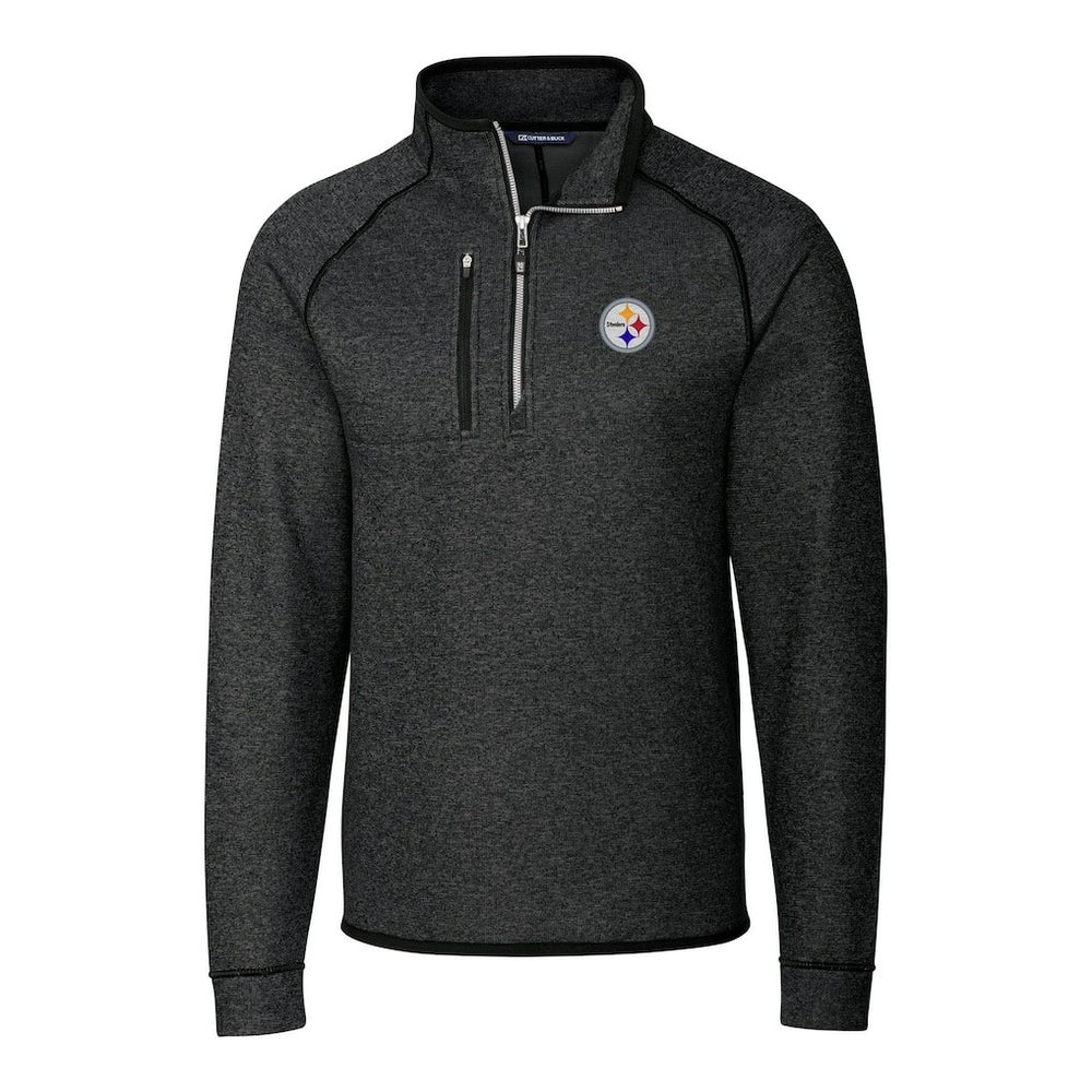 Pittsburgh Steelers Cutter & Buck Big & Tall Mainsail Sweater-Knit Raglan Half-Zip Jacket | NFL Discount
