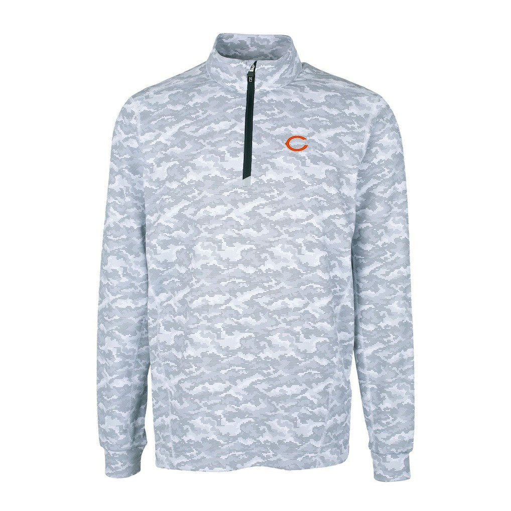 Chicago Bears Cutter & Buck Big & Tall Traverse Eco Camo Tri-Blend DryTec Quarter-Zip Jacket | NFL Sale