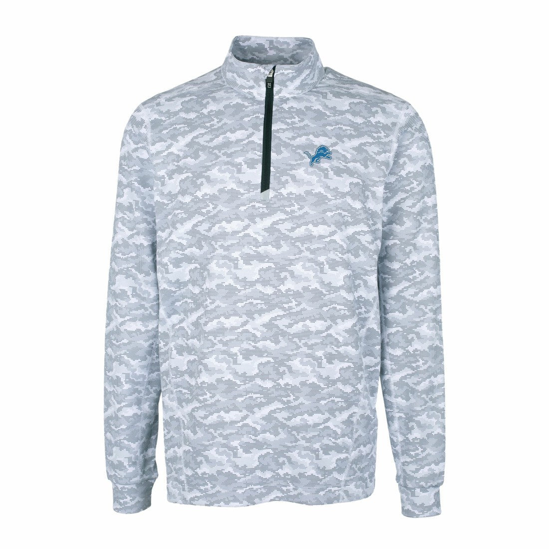Detroit Lions Cutter & Buck Big & Tall Traverse Eco Camo Tri-Blend DryTec Quarter-Zip Jacket | NFL New