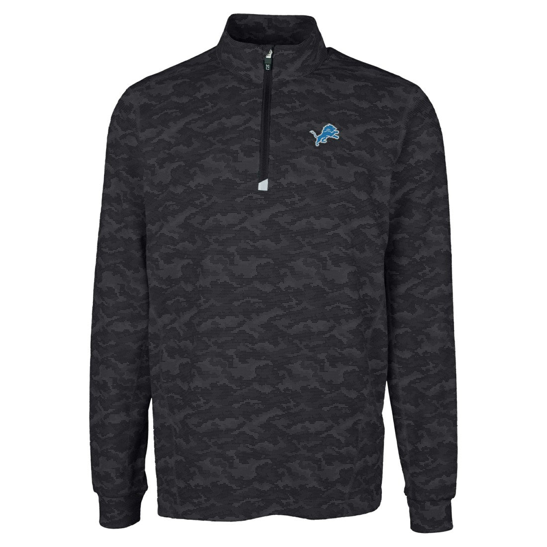 Detroit Lions Cutter & Buck Big & Tall Traverse Eco Camo Tri-Blend DryTec Quarter-Zip Jacket | NFL Outlet