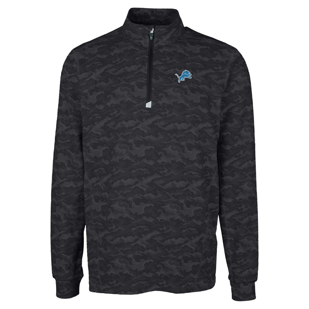 Detroit Lions Cutter & Buck Big & Tall Traverse Eco Camo Tri-Blend DryTec Quarter-Zip Jacket | NFL Outlet