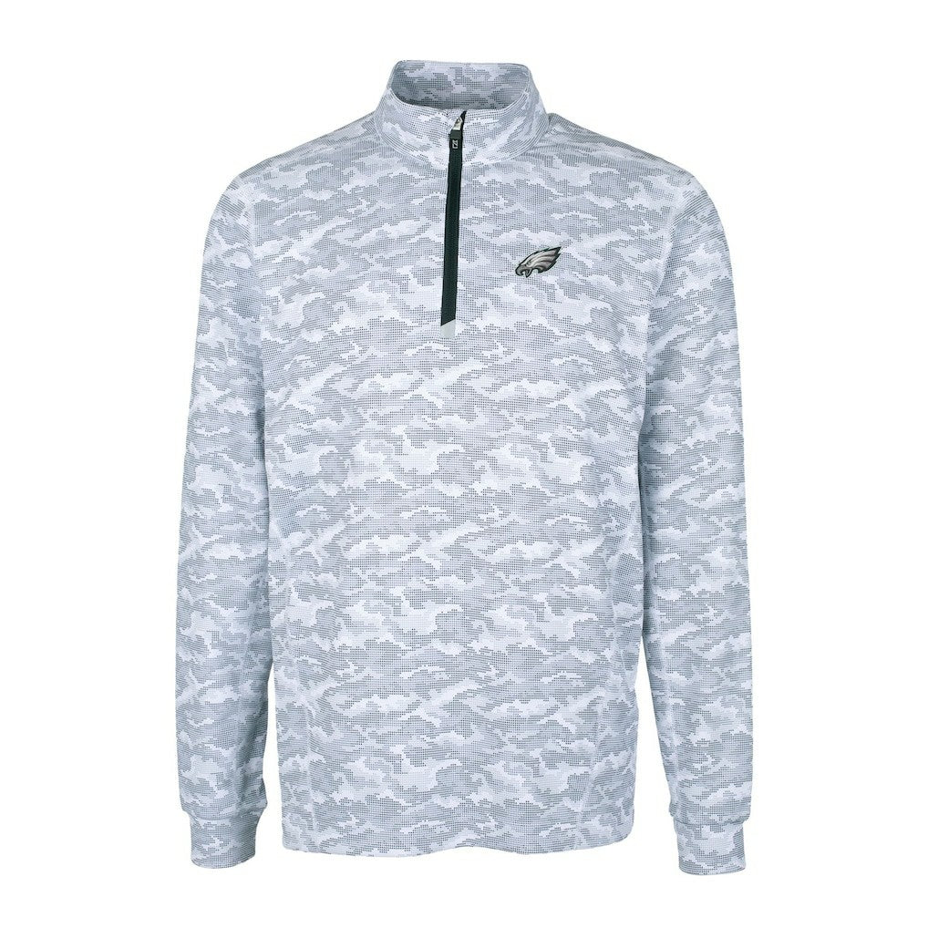 Philadelphia Eagles Cutter & Buck Big & Tall Traverse Eco Camo Tri-Blend DryTec Quarter-Zip Jacket | NFL Hot