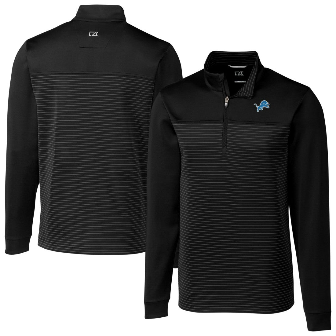 Detroit Lions Cutter & Buck Traverse Eco Stripe Tri-Blend DryTec Quarter-Zip Jacket | NFL On sale