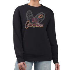 Black Cleveland Cavaliers G-III 4Her by Carl Banks Women's Leopard Heart Fleece Pullover Sweatshirt sale | NBA