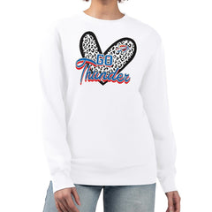 White Oklahoma City Thunder G-III 4Her by Carl Banks Women's Leopard Heart Fleece Pullover Sweatshirt | NBA
