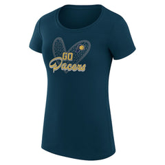 Navy Indiana Pacers G-III 4Her by Carl Banks Women's Super-Slim Fit Lightweight Leopard Heart T-Shirt | NBA