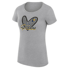 Heather Gray Indiana Pacers G-III 4Her by Carl Banks Women's Super-Slim Fit Lightweight Leopard Heart T-Shirt | NBA