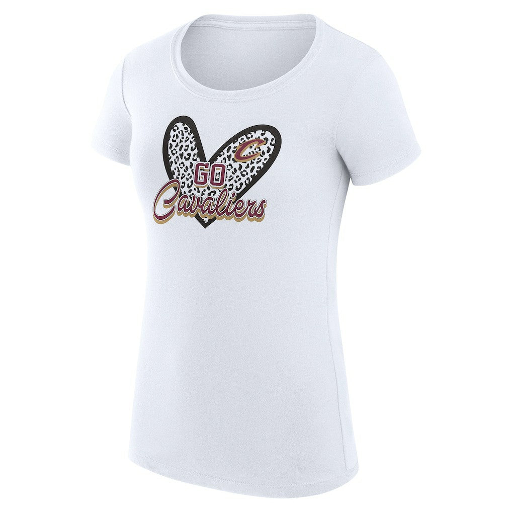 White Cleveland Cavaliers G-III 4Her by Carl Banks Women's Super-Slim Fit Lightweight Leopard Heart T-Shirt sale | NBA