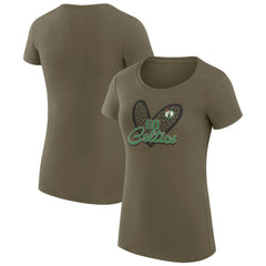 Hunter Green Boston Celtics G-III 4Her by Carl Banks Women's Super-Slim Fit Lightweight Leopard Heart T-Shirt | NBA