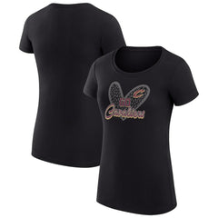 Black Cleveland Cavaliers G-III 4Her by Carl Banks Women's Super-Slim Fit Lightweight Leopard Heart T-Shirt sale | NBA