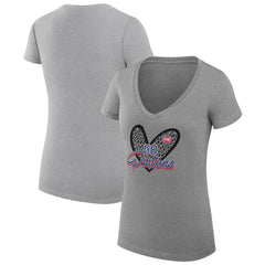 Heather Gray Detroit Pistons G-III 4Her by Carl Banks Women's Super-Slim Fit Lightweight Leopard Heart V-Neck T-Shirt sale | NBA