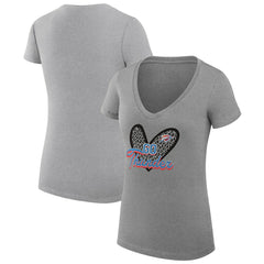 Heather Gray Oklahoma City Thunder G-III 4Her by Carl Banks Women's Super-Slim Fit Lightweight Leopard Heart V-Neck T-Shirt | NBA