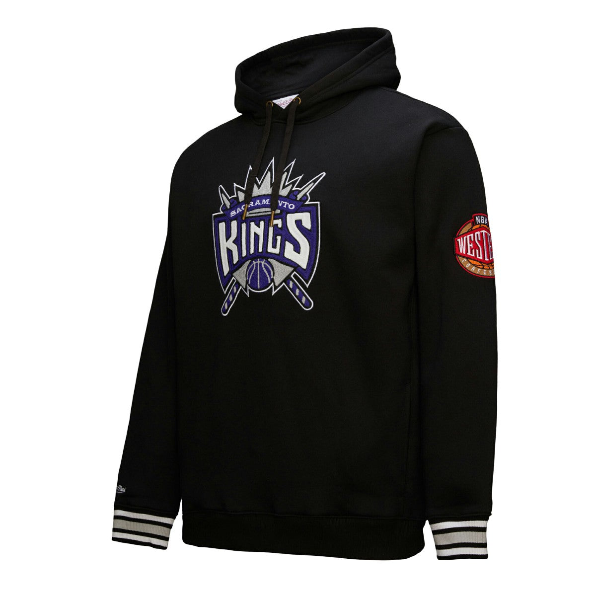Black Sacramento Kings Chainstitch Applique Vintage Heavyweight Pullover Hoodie | NBA