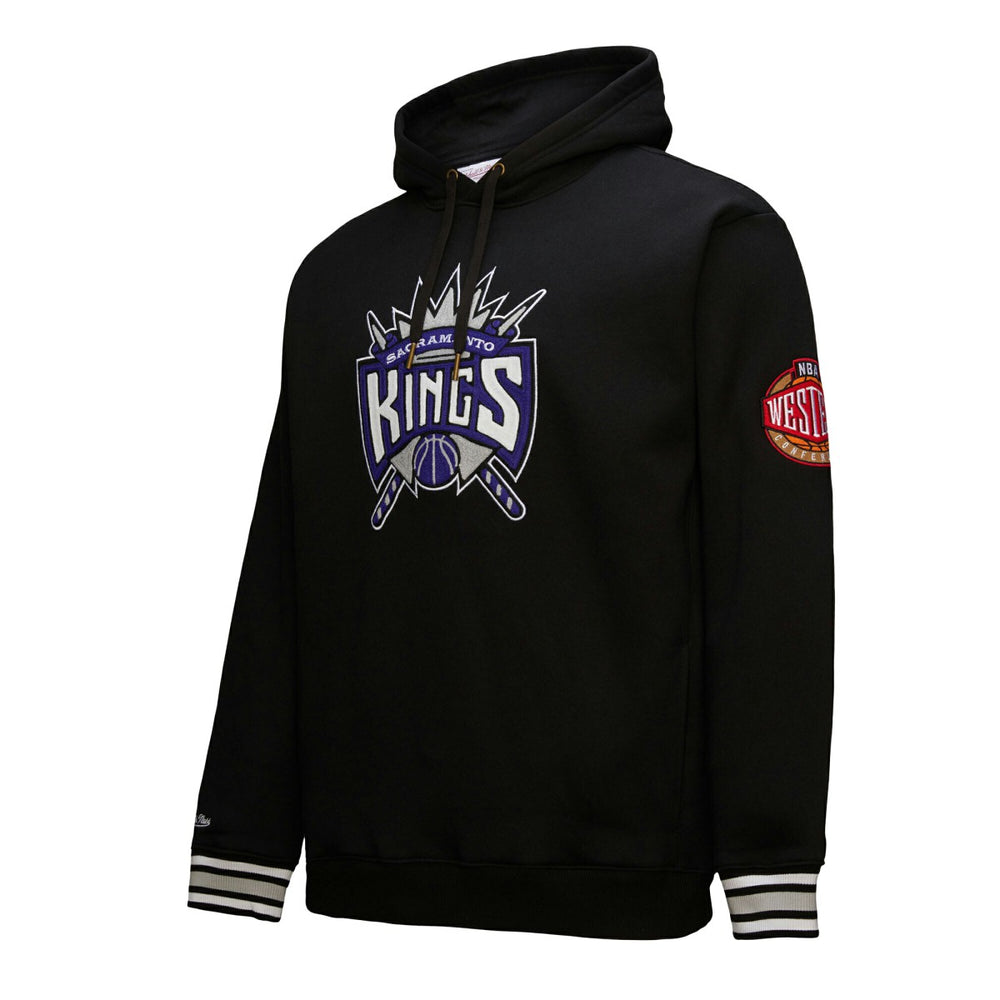 Black Sacramento Kings Chainstitch Applique Vintage Heavyweight Pullover Hoodie | NBA