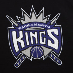 Black Sacramento Kings Chainstitch Applique Vintage Heavyweight Pullover Hoodie | NBA