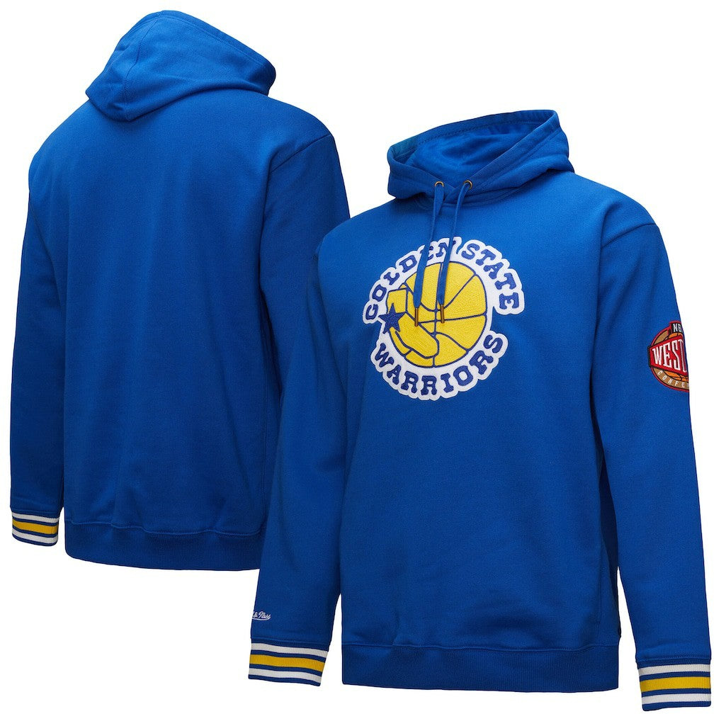 Royal Golden State Warriors Chainstitch Applique Vintage Heavyweight Pullover Hoodie sale | NBA