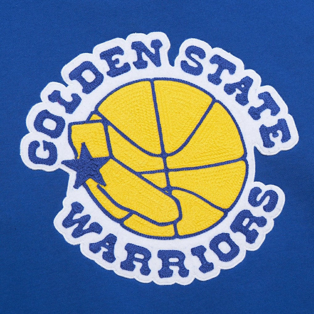 Royal Golden State Warriors Chainstitch Applique Vintage Heavyweight Pullover Hoodie sale | NBA