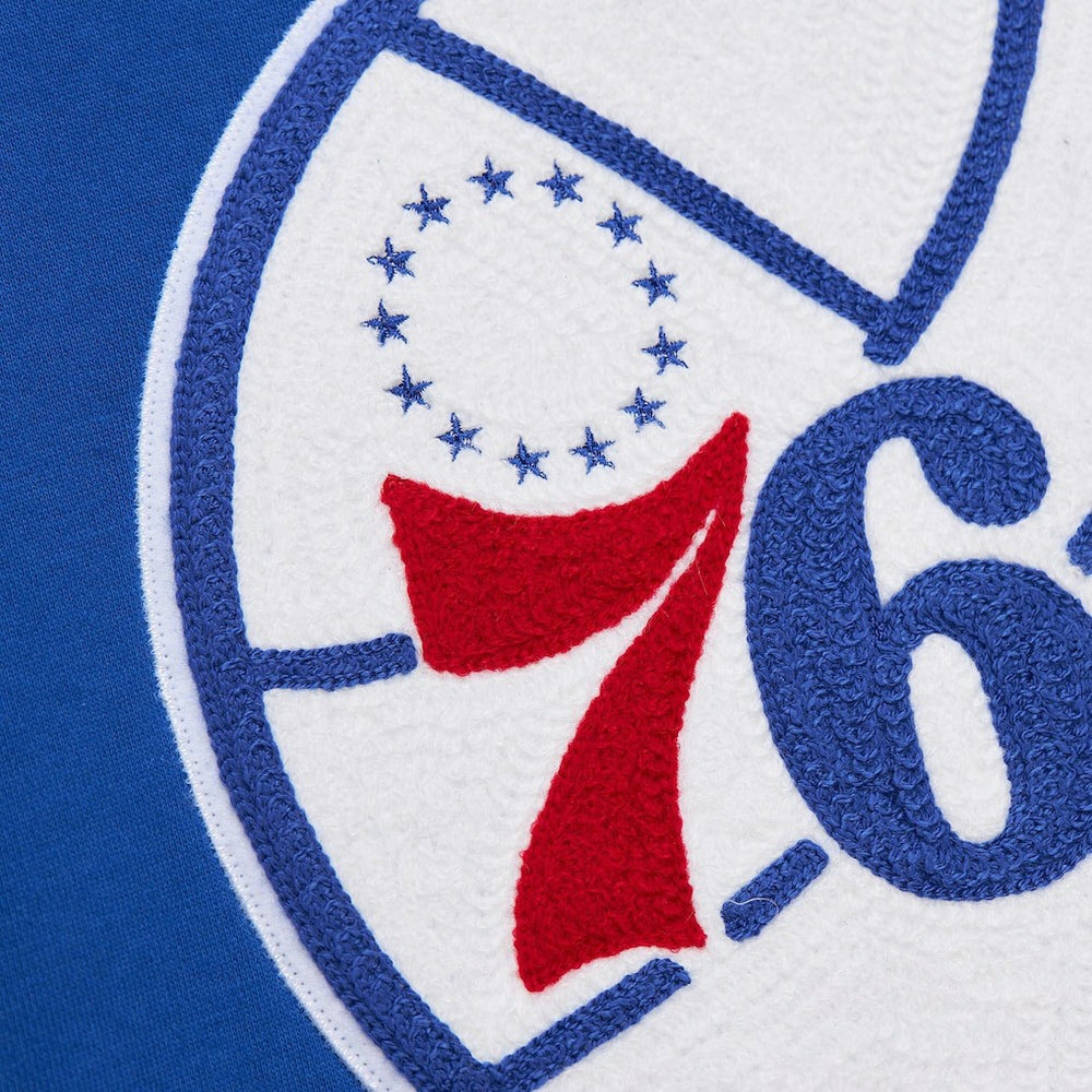 Royal Philadelphia 76ers Chainstitch Applique Vintage Heavyweight Pullover Hoodie | NBA