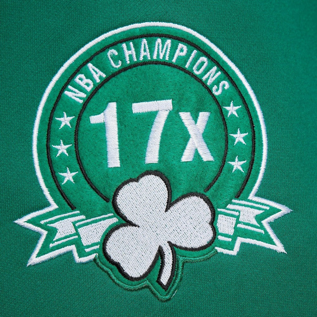 Kelly Green Boston Celtics Chainstitch Applique Vintage Heavyweight Pullover Hoodie | NBA
