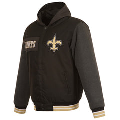 New Orleans Saints JH Design Reversible Twill Hoodie Full-Zip Jacket | NFL Outlet