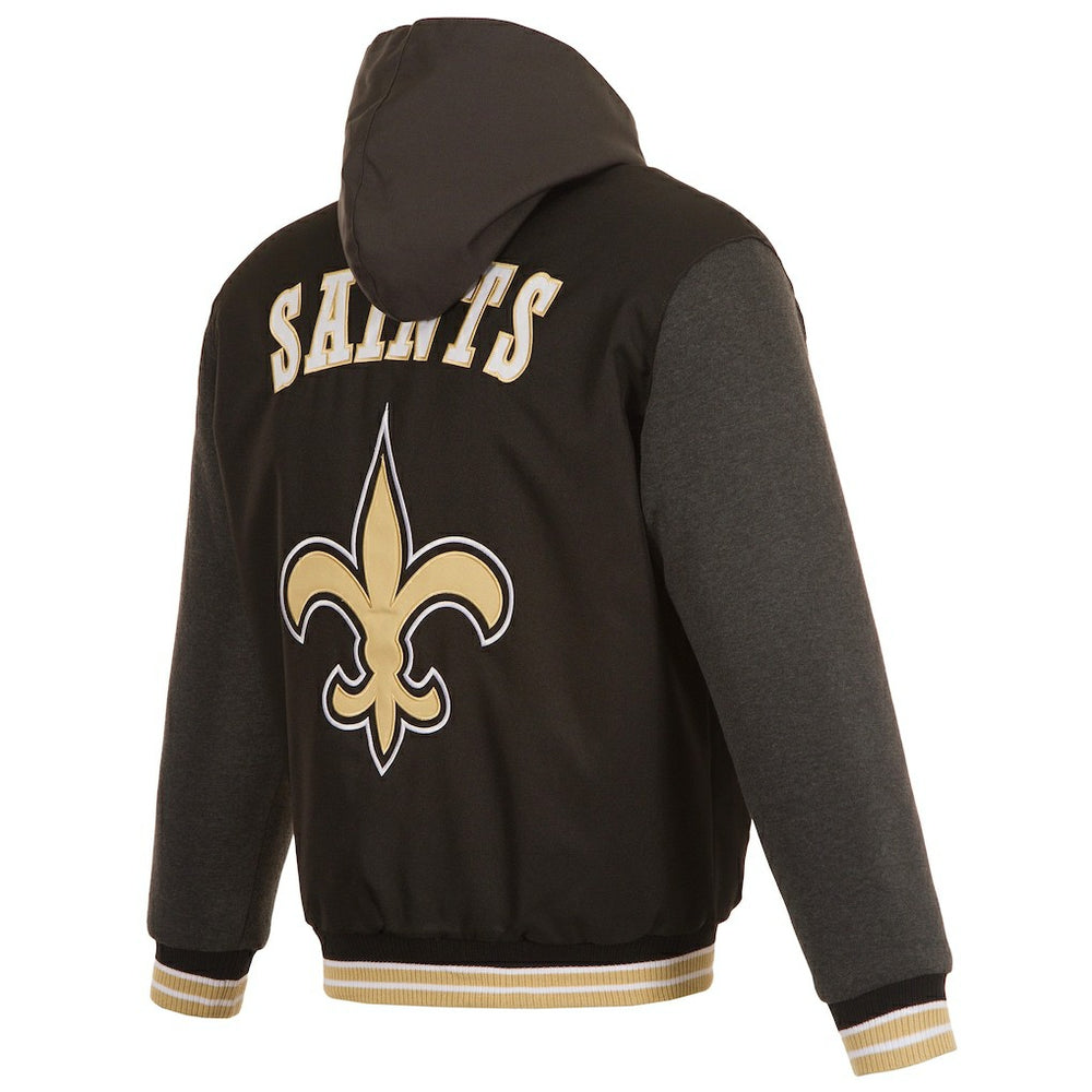 New Orleans Saints JH Design Reversible Twill Hoodie Full-Zip Jacket | NFL Outlet