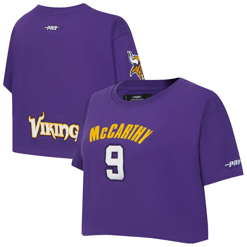 Minnesota Vikings J.J. McCarthy  Pro Standard Women's Player Name & Number Cropped Boxy T-Shirt | NFL On sale