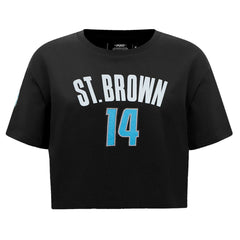 Detroit Lions Amon-Ra St. Brown  Pro Standard Women's Player Name & Number Cropped Boxy T-Shirt | NFL New