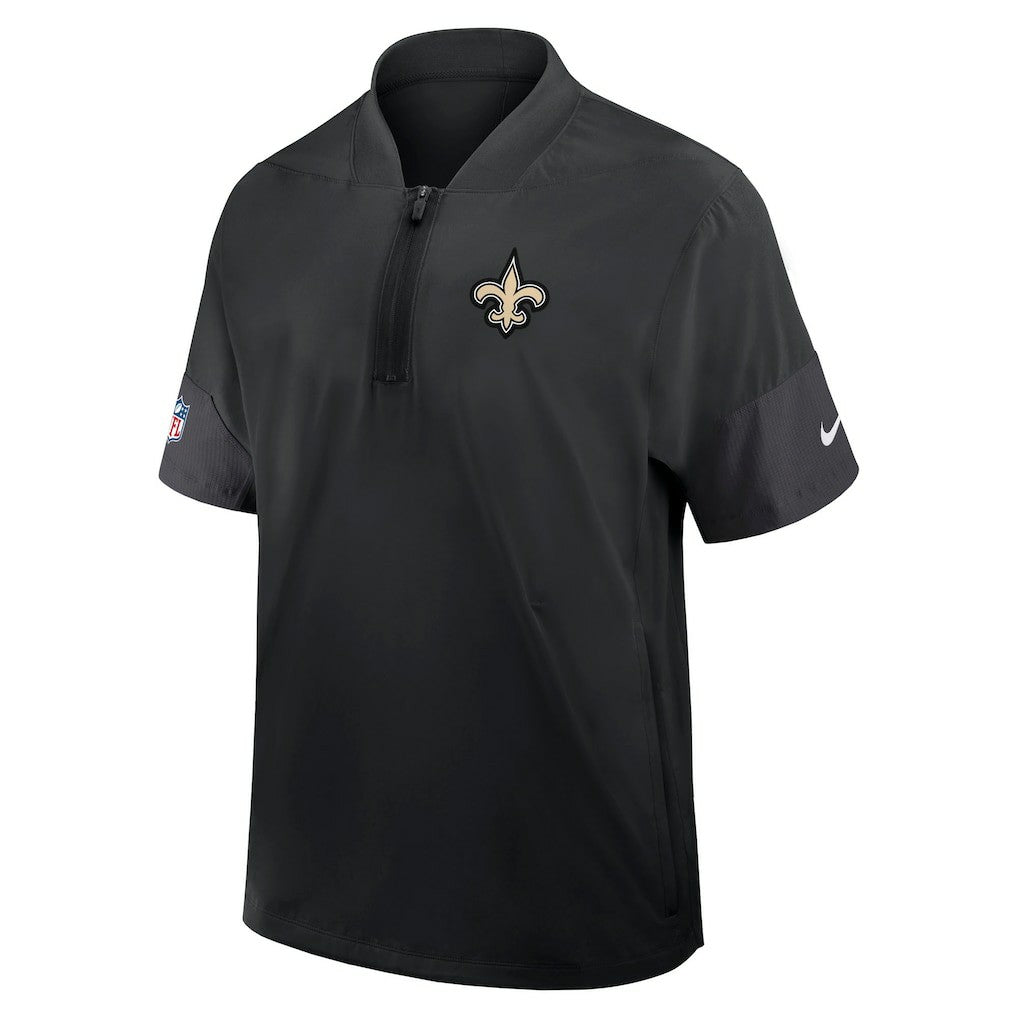 New Orleans Saints Sideline Short Sleeve Quarter-Zip Dri-FIT Coach Jacket | NFL New