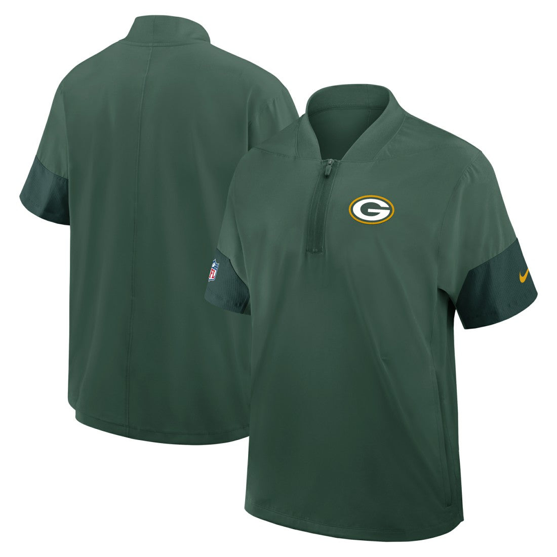 Green Bay Packers Sideline Short Sleeve Quarter-Zip Dri-FIT Coach Jacket | NFL Online