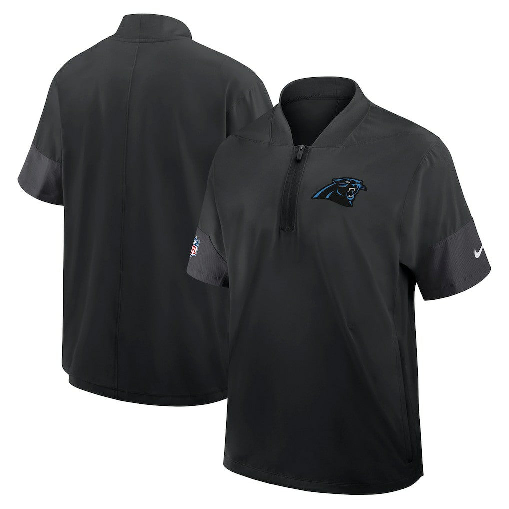 Carolina Panthers Sideline Short Sleeve Quarter-Zip Dri-FIT Coach Jacket | NFL Outlet