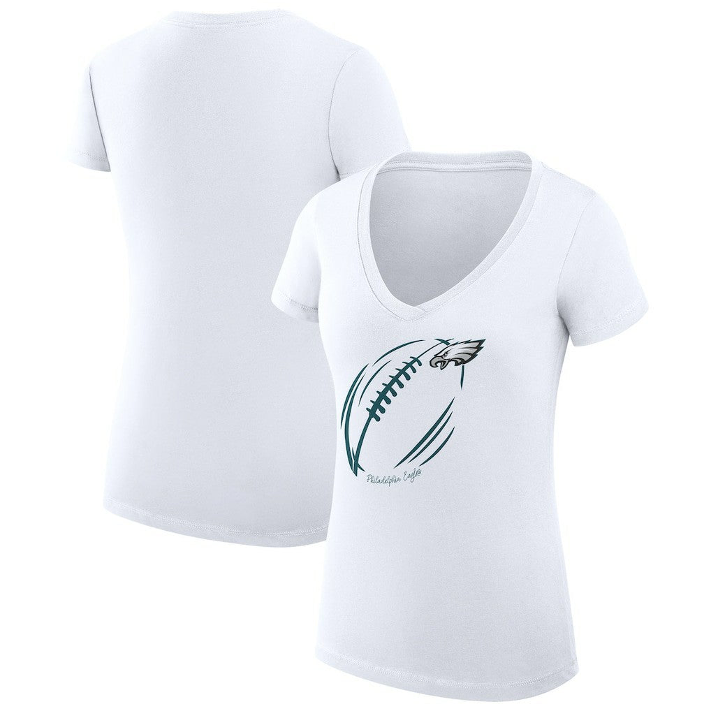Philadelphia Eagles G-III 4Her by Carl Banks Women's Super-Slim Fit Lightweight Subtle Football V-Neck T-Shirt | NFL Discount