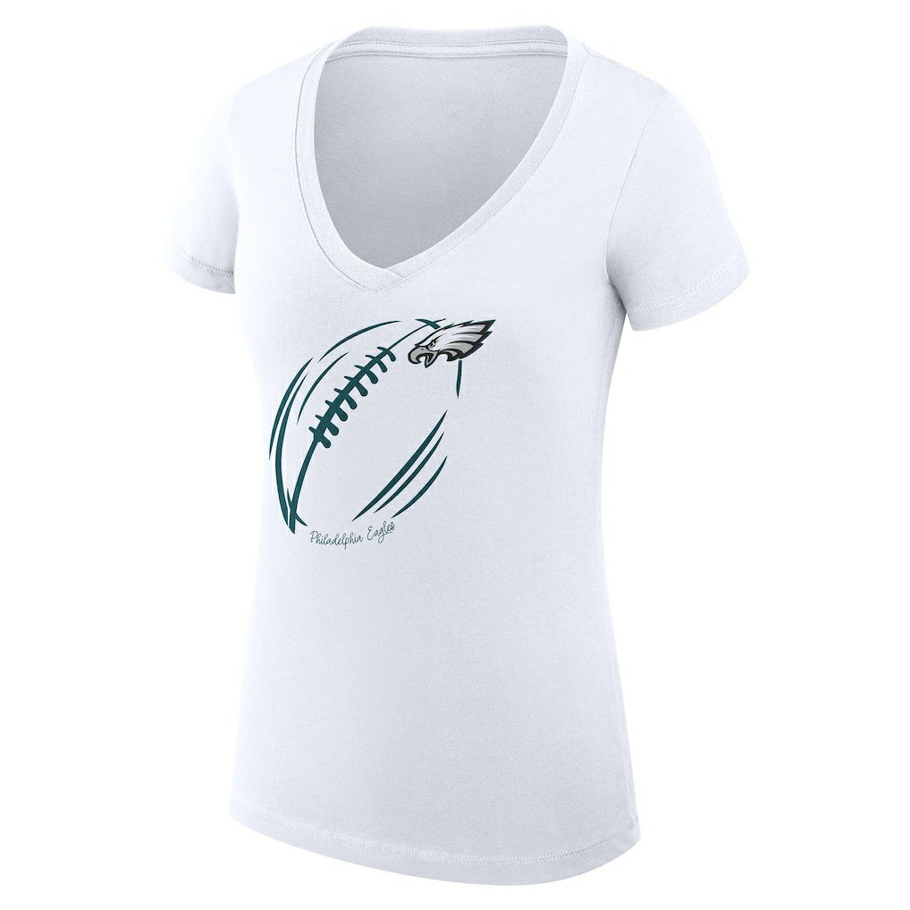 Philadelphia Eagles G-III 4Her by Carl Banks Women's Super-Slim Fit Lightweight Subtle Football V-Neck T-Shirt | NFL Discount