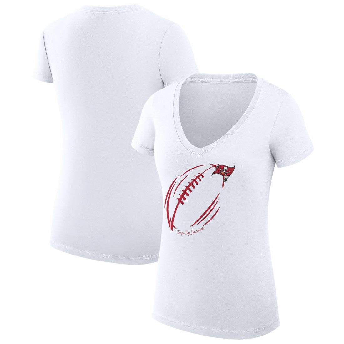 Tampa Bay Buccaneers G-III 4Her by Carl Banks Women's Super-Slim Fit Lightweight Subtle Football V-Neck T-Shirt | NFL New