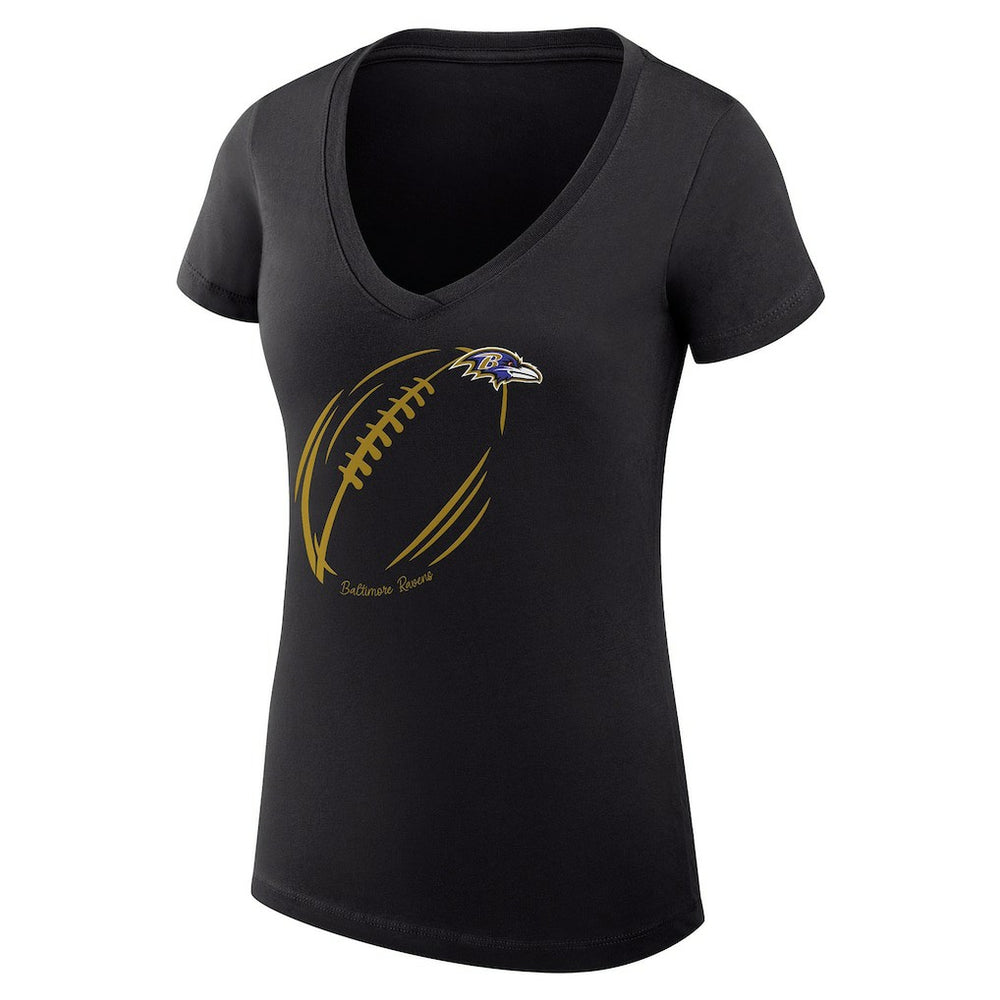 Baltimore Ravens G-III 4Her by Carl Banks Women's Super-Slim Fit Lightweight Subtle Football V-Neck T-Shirt | NFL Online