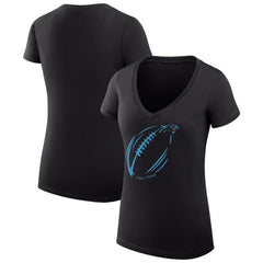 Carolina Panthers G-III 4Her by Carl Banks Women's Super-Slim Fit Lightweight Subtle Football V-Neck T-Shirt | NFL Sale