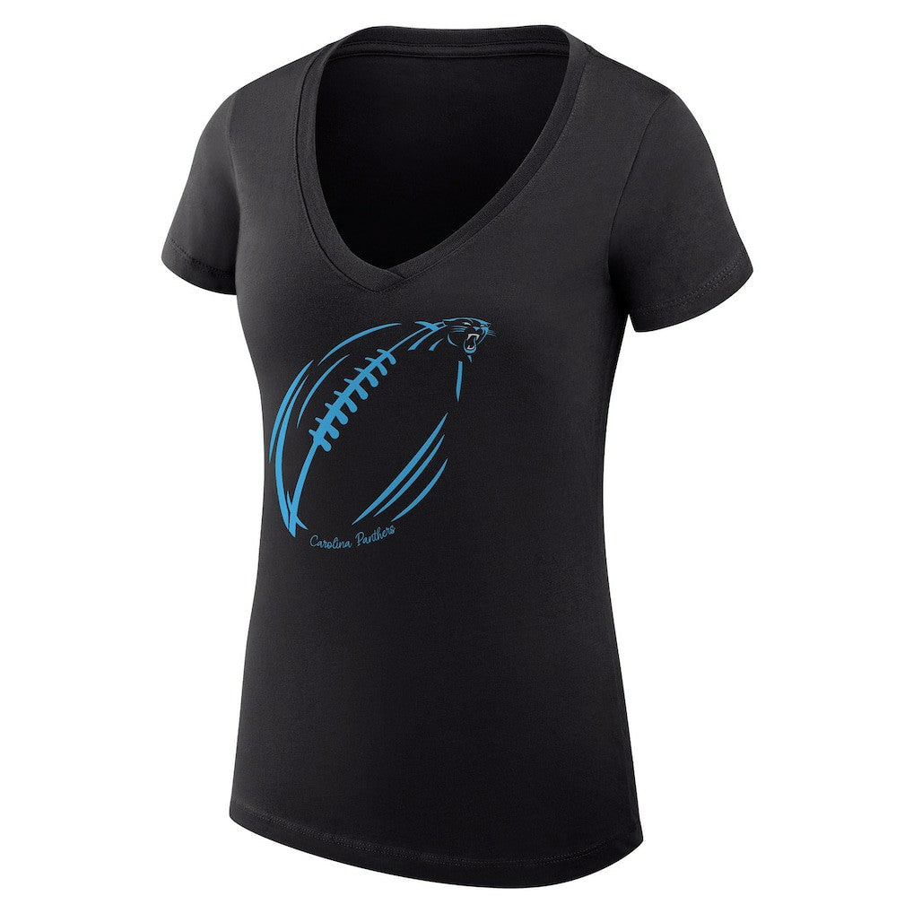 Carolina Panthers G-III 4Her by Carl Banks Women's Super-Slim Fit Lightweight Subtle Football V-Neck T-Shirt | NFL Sale