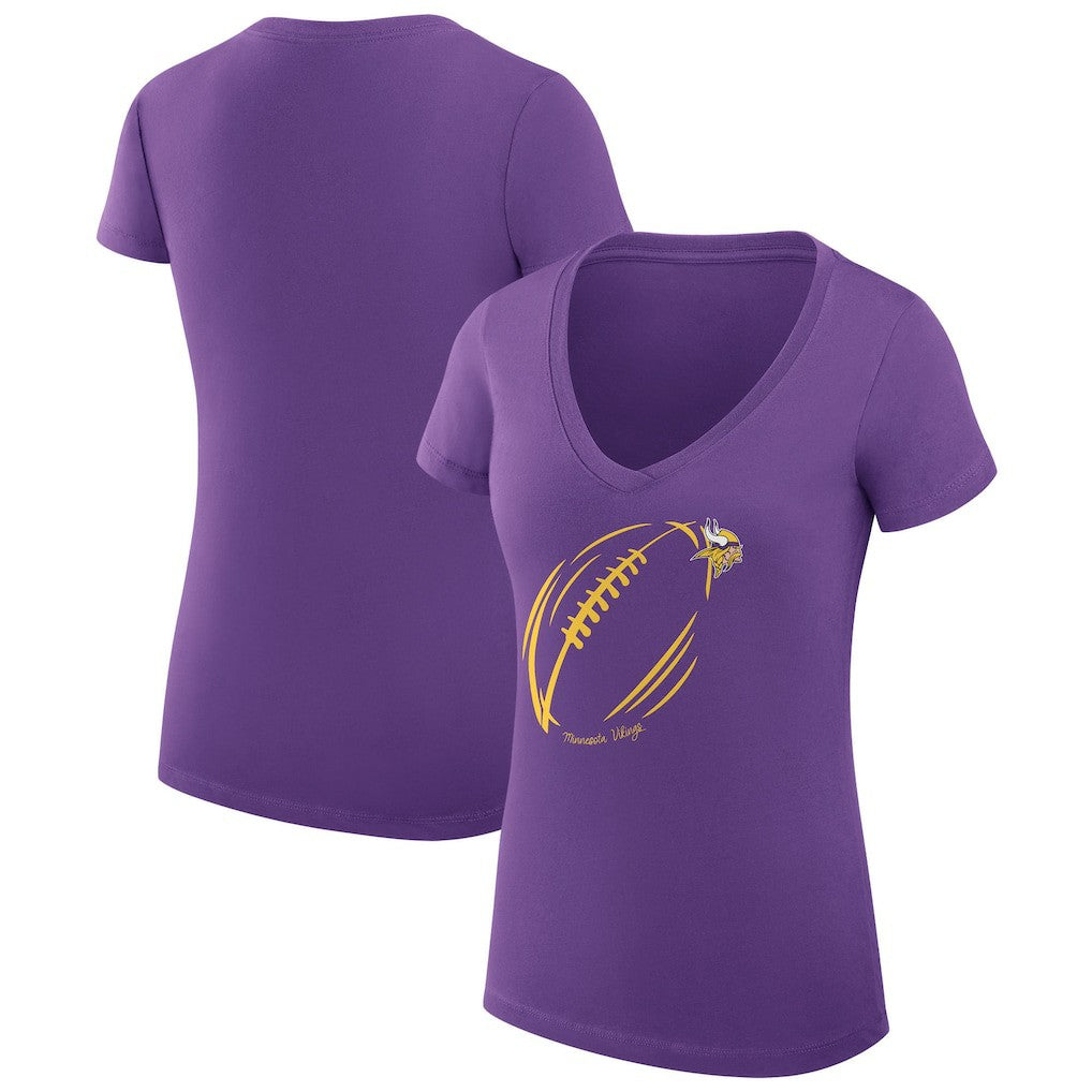 Minnesota Vikings G-III 4Her by Carl Banks Women's Super-Slim Fit Lightweight Subtle Football V-Neck T-Shirt | NFL Online