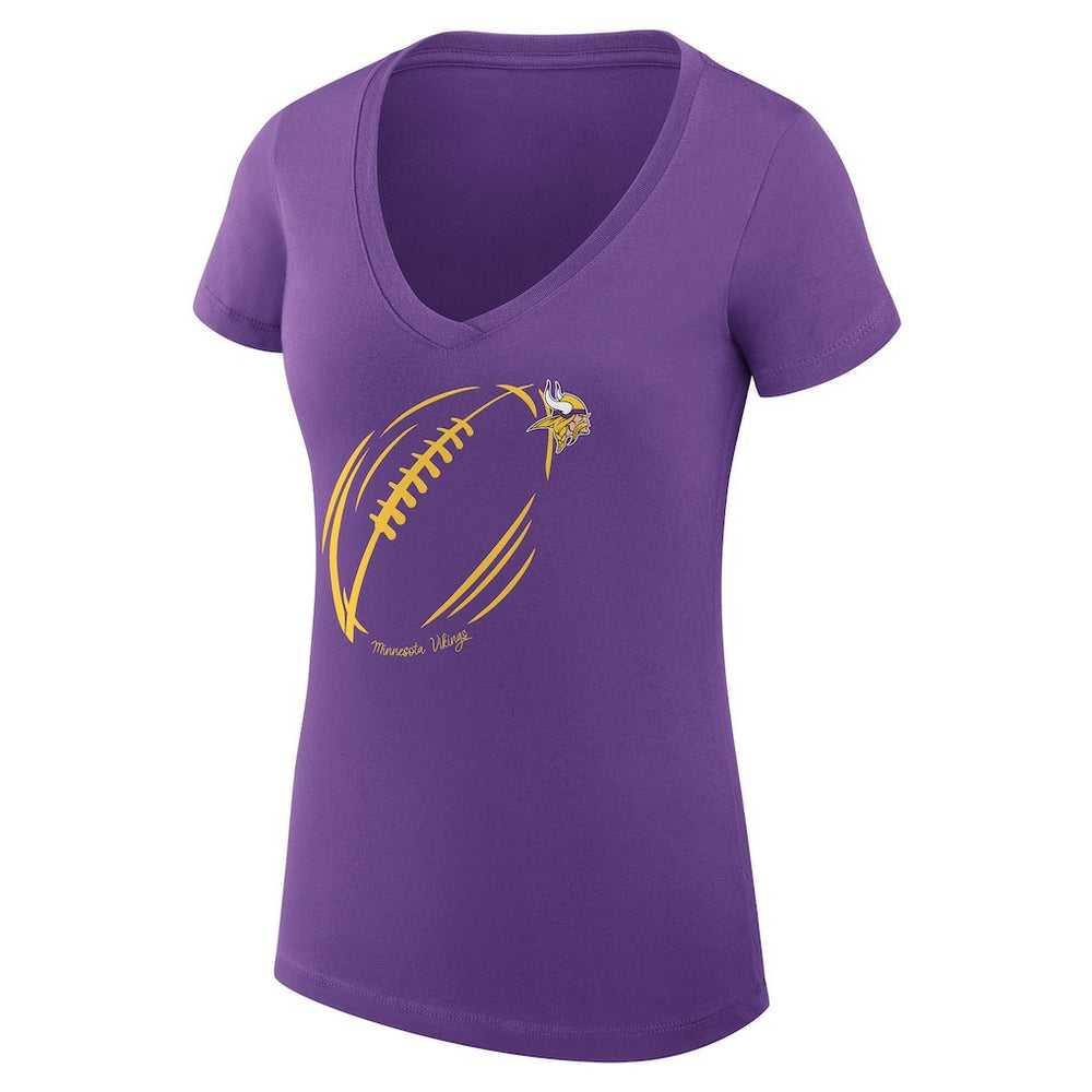 Minnesota Vikings G-III 4Her by Carl Banks Women's Super-Slim Fit Lightweight Subtle Football V-Neck T-Shirt | NFL Online