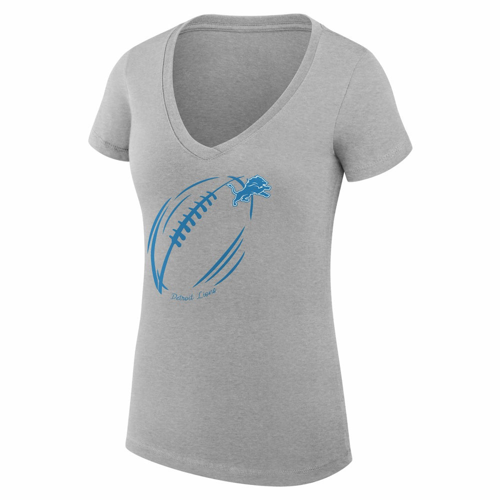 Detroit Lions G-III 4Her by Carl Banks Women's Super-Slim Fit Lightweight Subtle Football V-Neck T-Shirt | NFL Outlet