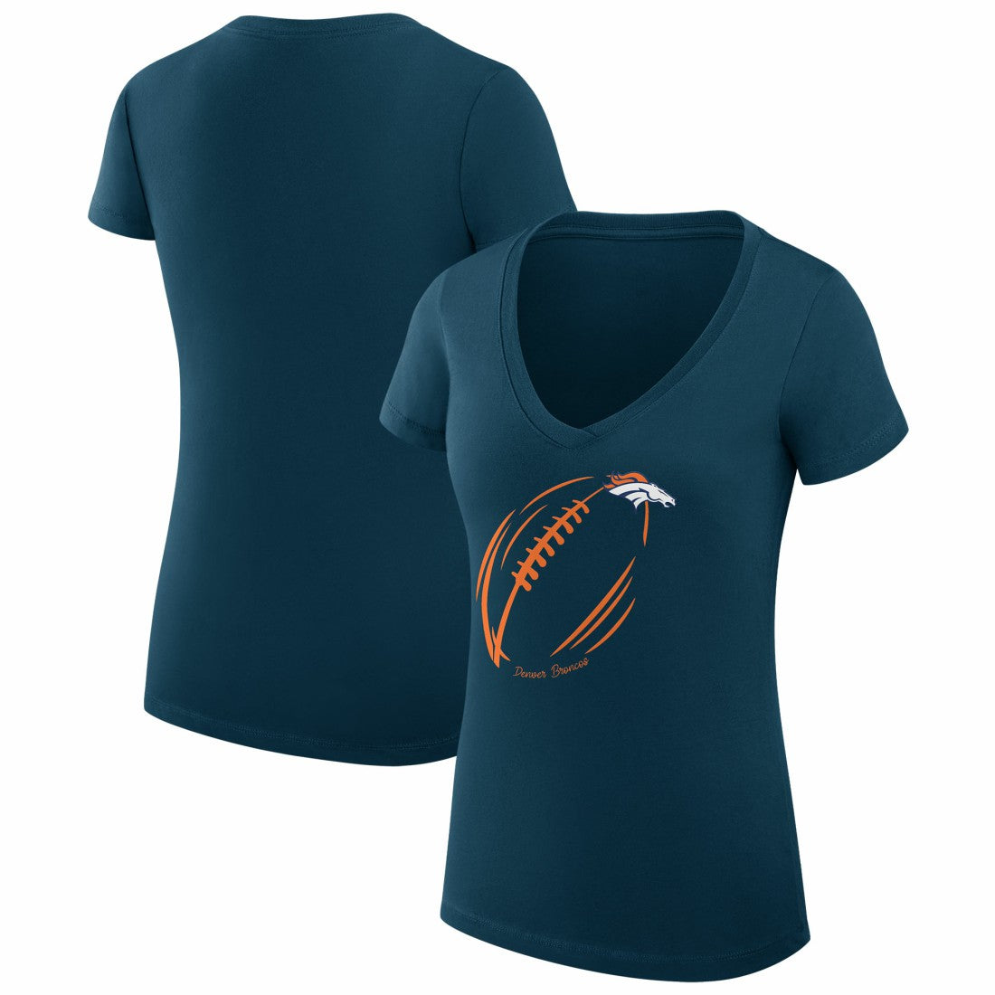Denver Broncos G-III 4Her by Carl Banks Women's Super-Slim Fit Lightweight Subtle Football V-Neck T-Shirt | NFL On sale