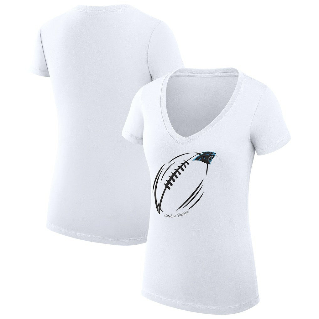 Carolina Panthers G-III 4Her by Carl Banks Women's Super-Slim Fit Lightweight Subtle Football V-Neck T-Shirt | NFL US
