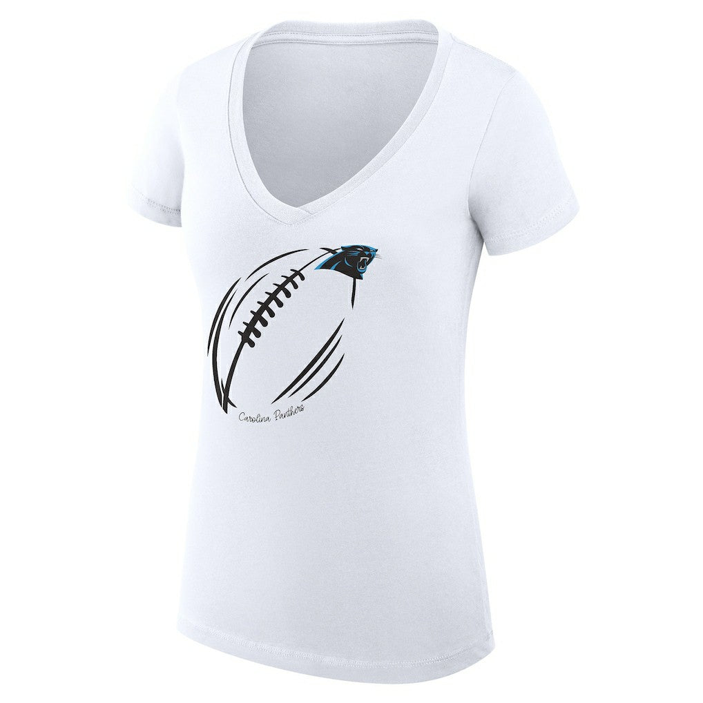 Carolina Panthers G-III 4Her by Carl Banks Women's Super-Slim Fit Lightweight Subtle Football V-Neck T-Shirt | NFL US